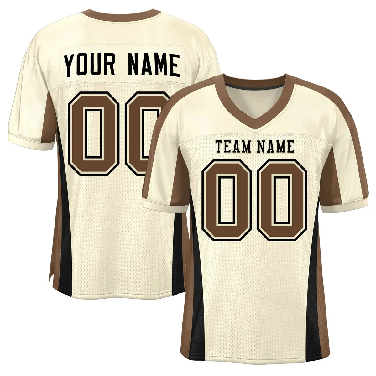 Cream Color Block Mesh Authentic Football Jersey