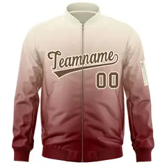 Cream Crimson-Brown Gradient Letterman Varsity Bomber Jacket 3