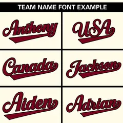 Cream Crimson Gradient Side Star Pattern Baseball Jersey 3
