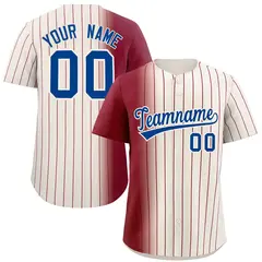 Cream Crimson Pinstripe Gradient Baseball Jersey 1