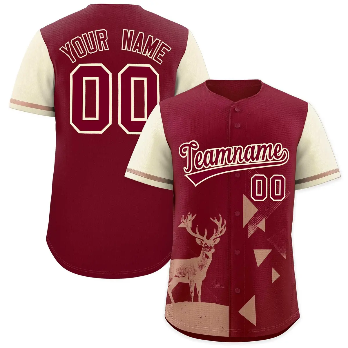 Cream Crimson Raptor Series Raglan Baseball Jersey