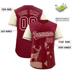 Cream Crimson Raptor Series Raglan Baseball Jersey 2