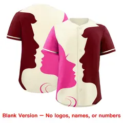 Cream Crimson Rose Red Couple Silhouettes Valentine's Baseball Jersey 2