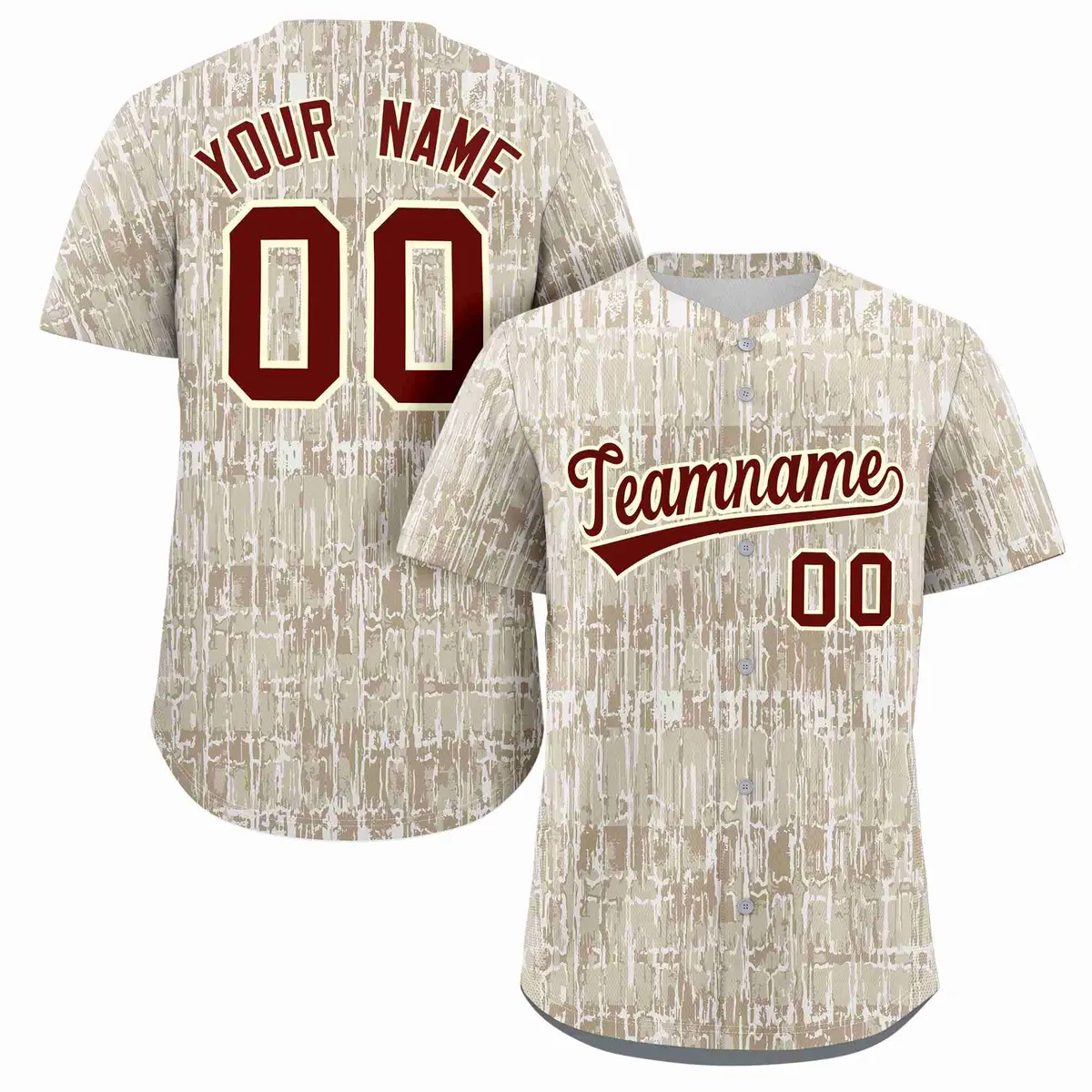 Cream Crimson Texture Graffiti Baseball Jersey