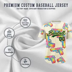 Cream Dark Green Graffiti Pattern Quick Dry Baseball Jersey 10