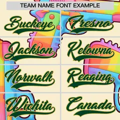 Cream Dark Green Graffiti Pattern Quick Dry Baseball Jersey 11