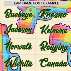 Cream Dark Green Graffiti Pattern Quick Dry Baseball Jersey 23