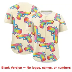 Cream Dark Green Graffiti Pattern Quick Dry Baseball Jersey 29