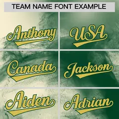 Cream Dark Green Old Gold Skeleton Graffiti Baseball Jersey 3