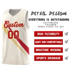 Cream Diagonal Pinstripe Color Block Basketball Jersey 2