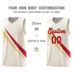 Cream Diagonal Pinstripe Color Block Basketball Jersey 3