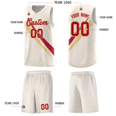 Cream Diagonal Pinstripe Color Block Basketball Jersey 5