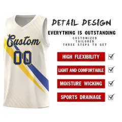 Cream Diagonal Pinstripe Color Block Basketball Jersey 2