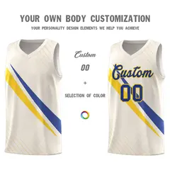Cream Diagonal Pinstripe Color Block Basketball Jersey 3