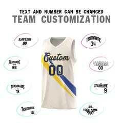 Cream Diagonal Pinstripe Color Block Basketball Jersey 4