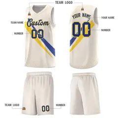 Cream Diagonal Pinstripe Color Block Basketball Jersey 5
