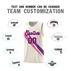 Cream Diagonal Pinstripe Color Block Basketball Jersey 4