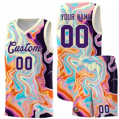 Cream Fluid Painting Pattern Basketball Jersey