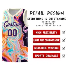 Cream Fluid Painting Pattern Basketball Jersey 2