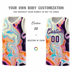 Cream Fluid Painting Pattern Basketball Jersey 3