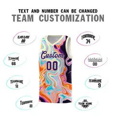 Cream Fluid Painting Pattern Basketball Jersey 4