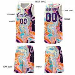 Cream Fluid Painting Pattern Basketball Jersey 5
