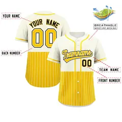Cream Gold Half Stripe Authentic Baseball Jersey 2