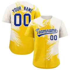 Cream Gold Ink Pattern Authentic Baseball Jersey 1