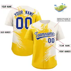 Cream Gold Ink Pattern Authentic Baseball Jersey 2
