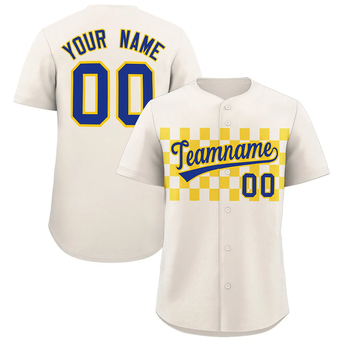 Cream Gold Plaid Fashion Authentic Baseball Jersey