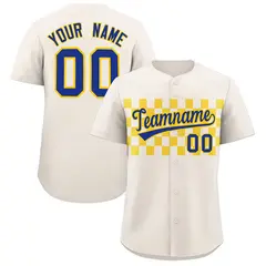 Cream Gold Plaid Fashion Authentic Baseball Jersey