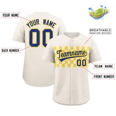 Cream Gold Plaid Fashion Authentic Baseball Jersey 2