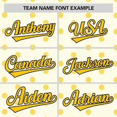 Cream Gold Polka Dot Graffiti Authentic Baseball Jersey 3