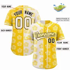 Cream Gold Split Flower Graffiti Authentic Baseball Jersey 2