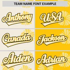 Cream Gold Split Flower Graffiti Authentic Baseball Jersey 3