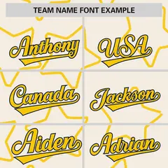 Cream Gold Star Pattern Varsity Letterman Baseball Jacket 3
