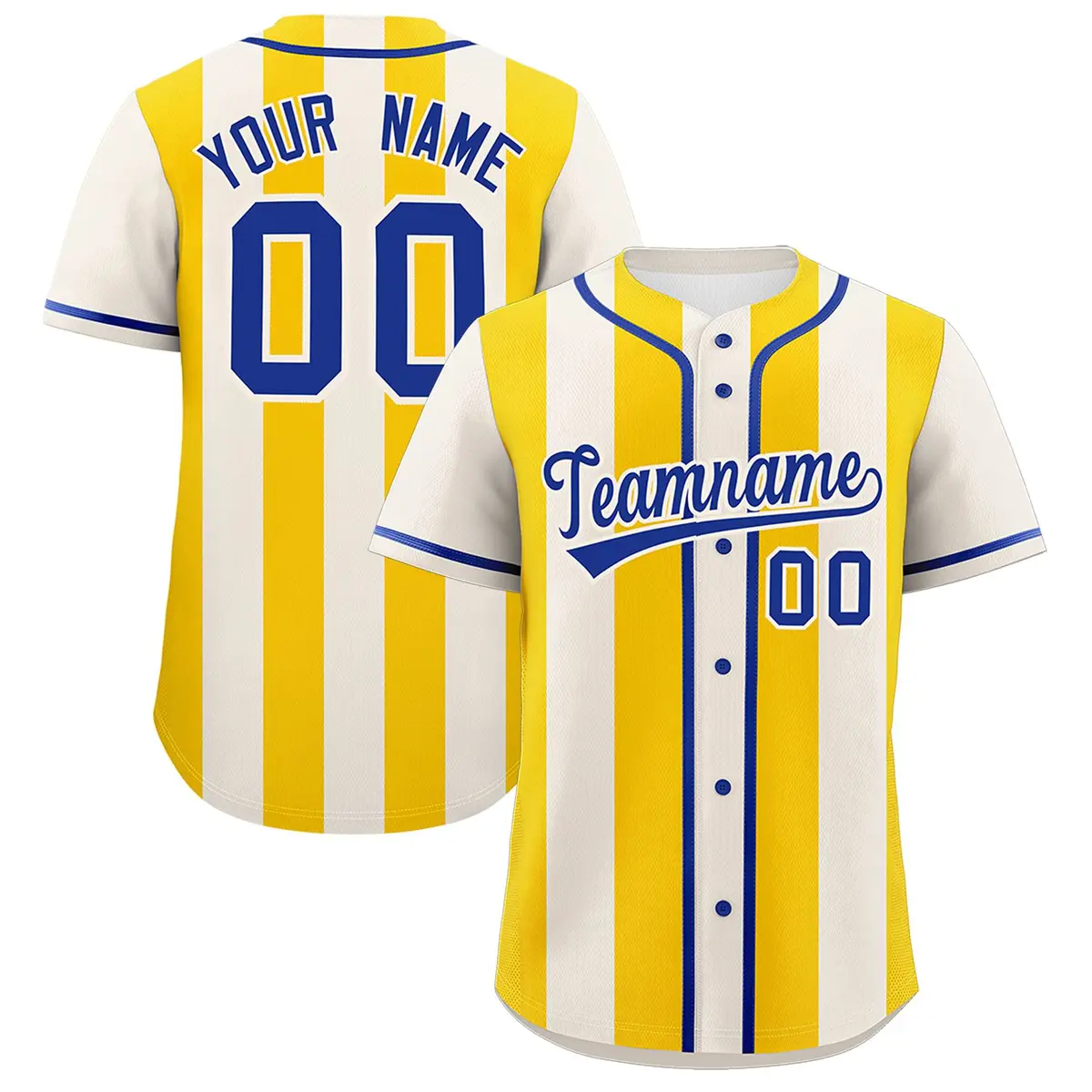 Cream Gold Thick Stripe Authentic Baseball Jersey