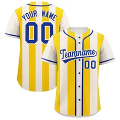 Cream Gold Thick Stripe Authentic Baseball Jersey 1