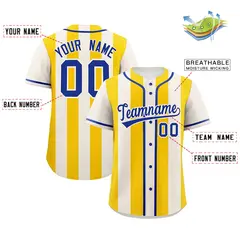 Cream Gold Thick Stripe Authentic Baseball Jersey 2