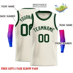 Cream Green Classic Casual Basketball Jersey 2
