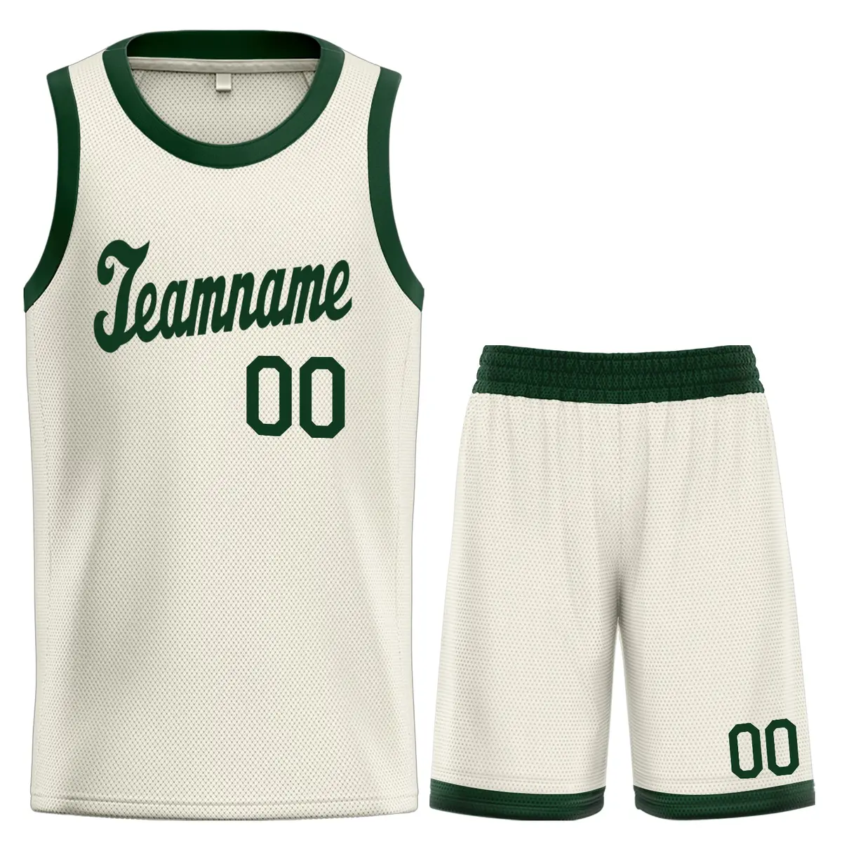 Cream Green Classic Men/Boy Basketball Jersey