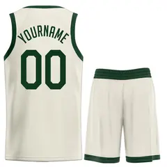 Cream Green Classic Men/Boy Basketball Jersey 2