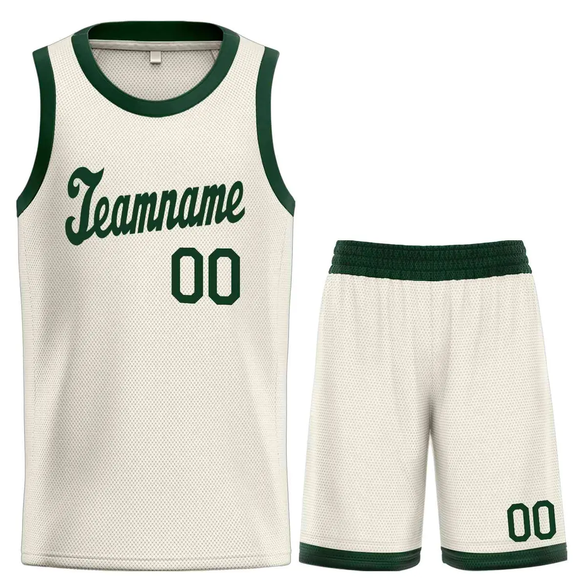 Cream Green Classic Sets Sports Basketball Uniform Jersey