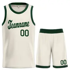 Cream Green Classic Sets Sports Basketball Uniform Jersey