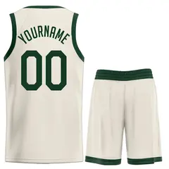 Cream Green Classic Sets Sports Basketball Uniform Jersey 2
