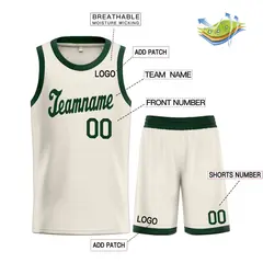 Cream Green Classic Sets Sports Basketball Uniform Jersey 3
