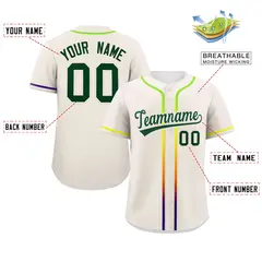 Cream Green Gradient Ribbed Authentic Baseball Jersey 2