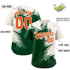 Cream Green Ink Pattern Authentic Baseball Jersey 2