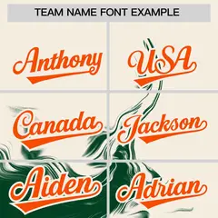 Cream Green Ink Pattern Authentic Baseball Jersey 3