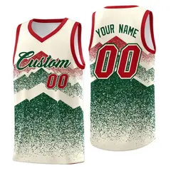 Cream Green Mountain Fade Gradient Fashion Basketball Jersey 1